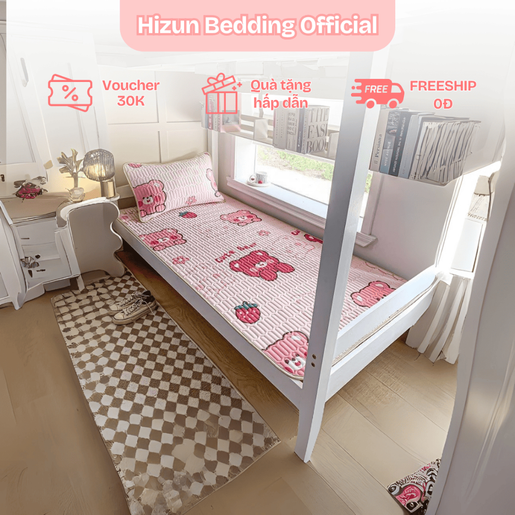 [Tặng vỏ gối]  Chiếu điều hòa cao su non cho giường ký túc xá, kích thước 1mx2m ND32