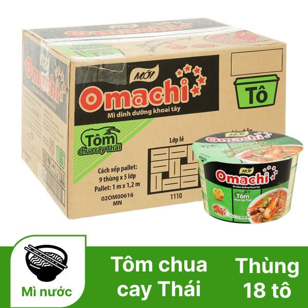(Thùng 12 tô) Mì tô omachi trộn spaghetti/ Tô Nước Omachi Sườn/ Tôm