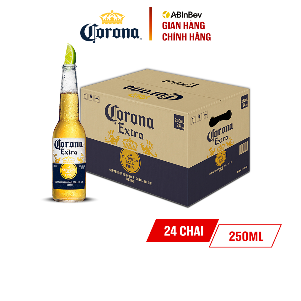 Nồng Độ Cồn 4.5% - Bia Corona Extra nhập khẩu thùng 24 chai (250ml/chai)