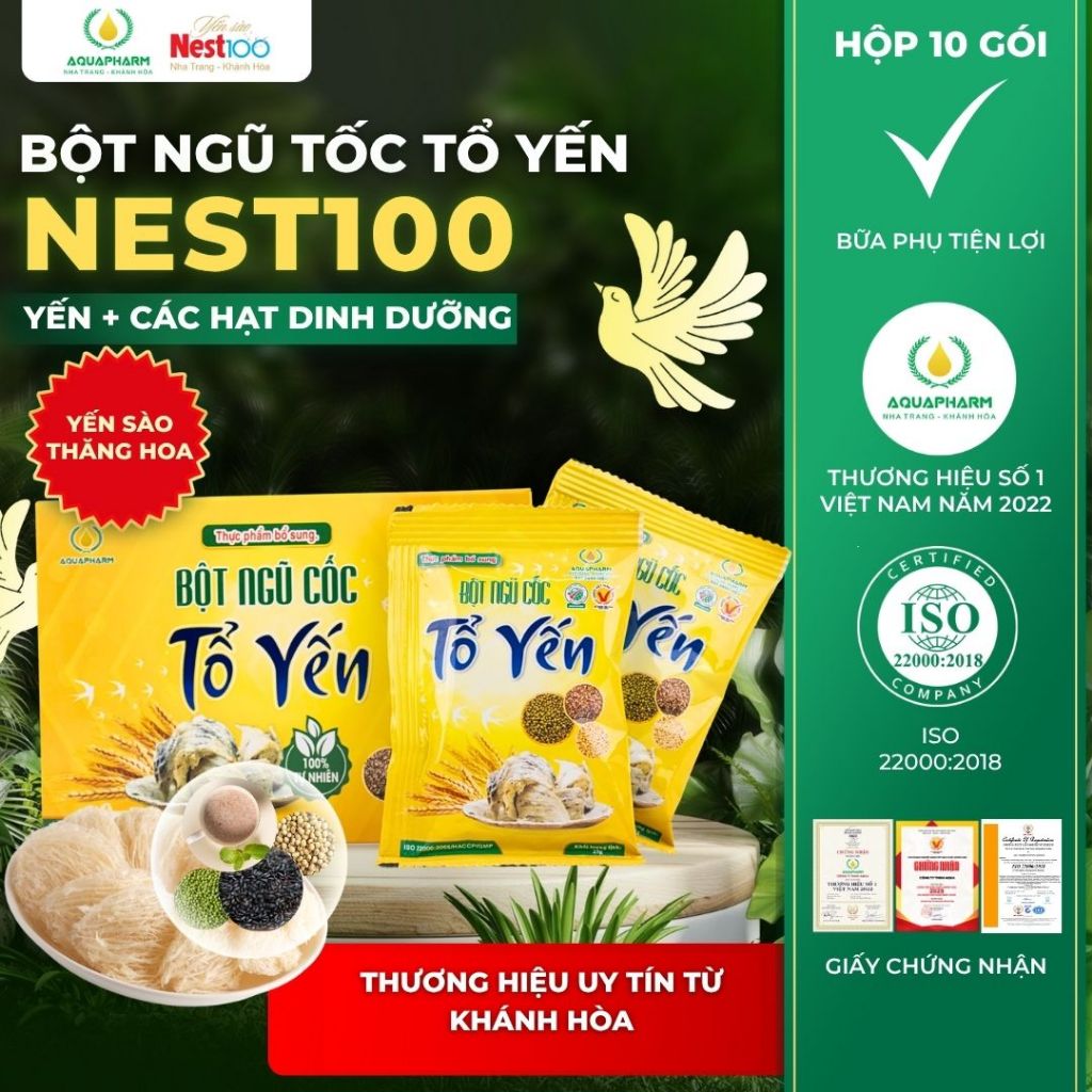[Hộp 10 Gói] Bột Ngũ Cốc Tổ Yến Nest100 Kết Hợp Các Loại Hạt Dinh Dưỡng Giúp Bồi Bồ Cơ Thể, Chắc Xươ
