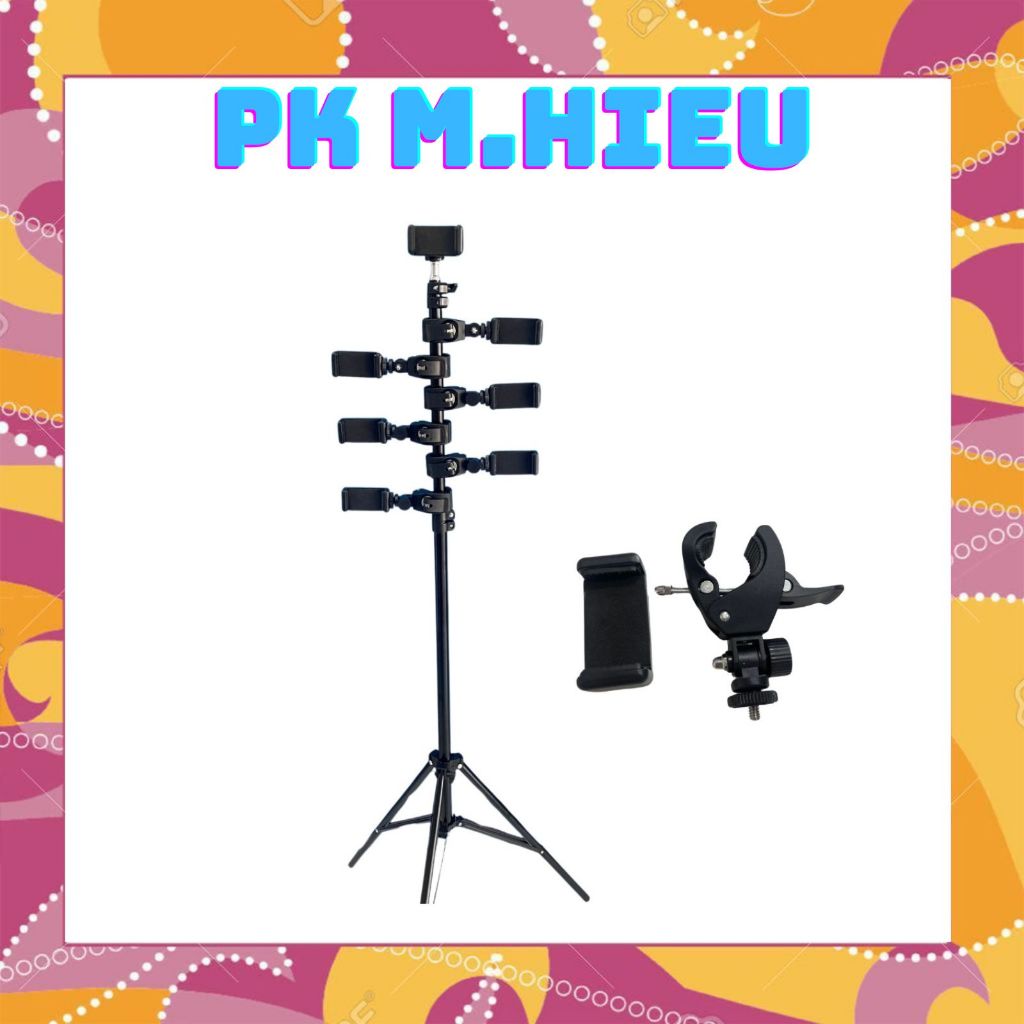 Kẹp càng cua gắn điện thoại vào tripod, xe đạp, chân đèn livestream, chụp hình, quay phim nhiều máy cùng lúc