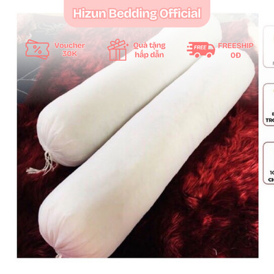 Ruột gối ôm bông hạt cao cấp Hizun, Gối ôm người lớn kích thước 35x100cm, bông trắng kháng khuẩn chống xẹp