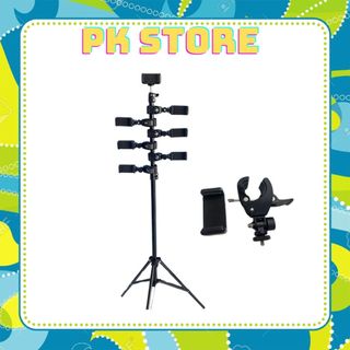  Kẹp càng cua gắn điện thoại vào xe đạp tripod chân đèn livestream chụp hình quay phim nhiều máy cùng lúc 