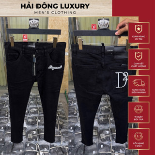 Quần Jean DSQ2 Đen Trơn Thiết Kế Khoá Lệch,Hoạ Tiết D2 Thêu 2 Mặt Fom Ống Côn Ôm Chân Siêu Đẹp,Chuẩn Hàng Loại 1