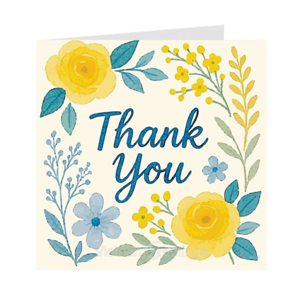 Thiệp thank you - Thiệp Grey nhỏ 9x9cm (kèm phong bì) - 09-TY22