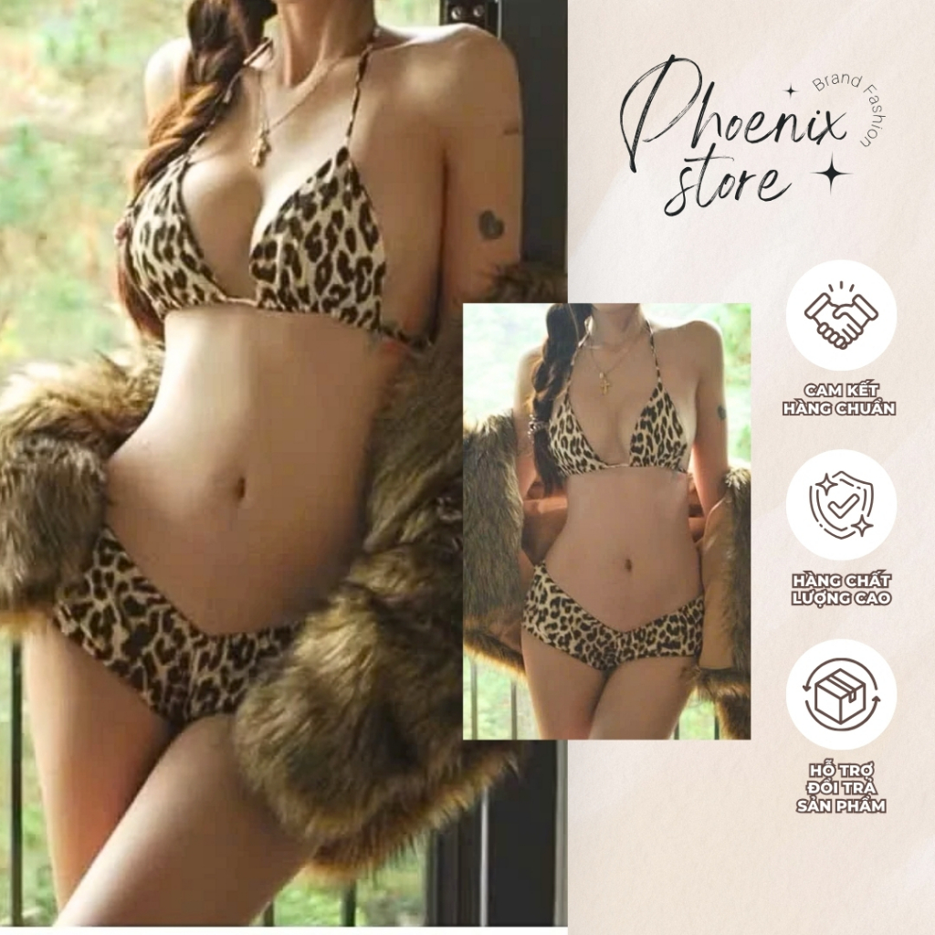 Set Bikini Hai Mảnh Họa Tiết Da Beo/ Vằn Ngựa Ôm Fit Body Cho Nữ Đi Biển Phoenix.Store