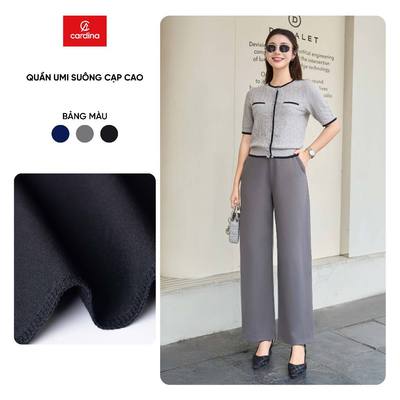 Quần nữ CARDINA chất liệu umi dáng suông cạp cao co giãn đa chiều thoải mái trẻ trung năng động 5QDT19