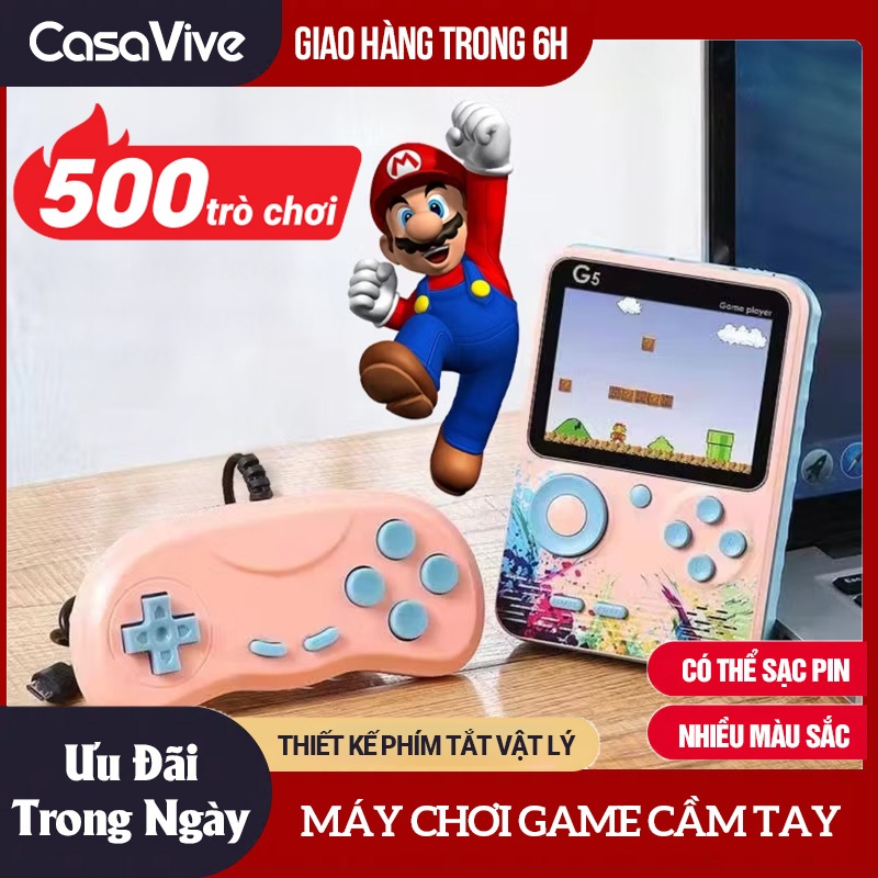 Máy Chơi Game Cầm Tay G5 Tay Cầm Chơi Game Boy Mini 500 trò chơi Kết Nối TV 2 Người Chơi Quà tặng Pin bền lâu CASAVIVE