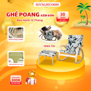   HOT  Ghế bập bênh thư giãn đọc sách ROYALDECORHN ghế tựa thư giãn khung gỗ bạch dương ghế poang bập bênh đệm êm 