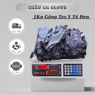  1kg găng tay cao su y tế đen | bao tay y tế Nitrile đen chuyên dùng spa phun xăm thẩm mỹ có nhám đầu ngón tay 
