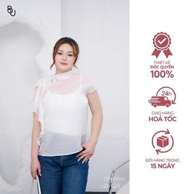Áo cổ tròn bèo đổ lệch  BIGSIZE (55kg đến 95kg) – 25HSA044 - [BUstu Bigsize]