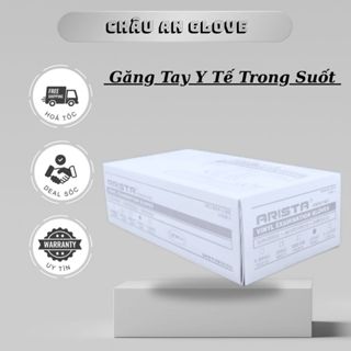  Găng Tay Vinyl Arista Không Bột Găng Tay Làm Bằng Nhựa Dẻo PVC Dùng Trong Spa Thẩm Mỹ Dưỡng Sinh Hộp 100 Chiếc 