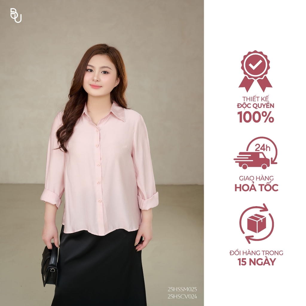 Áo sơ mi lụa tơ cơ bản BIGSIZE (55kg đến 95kg) – 25HSSM025 - [BUstu Bigsize]