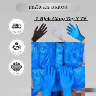 ( Cam Kết Đủ 100 chiếc )1 Bịch găng tay cao su y tế  nitrile trắng,  xanh, đen không bột