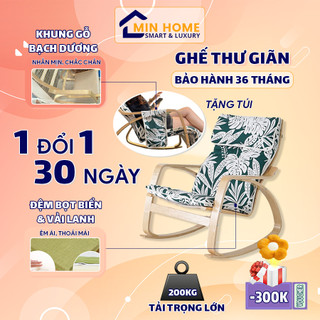   HOT  Ghế Poang Bập Bênh Đọc Sách MINHOUSE Ghế Bập Bênh Khung Gỗ Bạch Dương Ghế Tựa Lưng Thư Giãn 