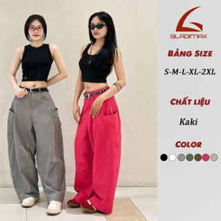  Gladimax Quần ống cong dáng rộng TS172 Parachute Pants BigSize Full 4 Túi Kaki Dày Dặn Sóng Giặt Máy Thoải Mái Phong Các 