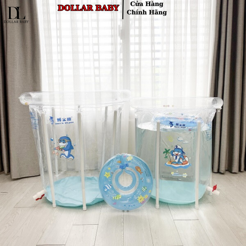 [Tặng Phao Cổ] Bể Bơi Thành Cao Umoo (Dolphin 80x80cm) - Thành Cao Trong Suốt