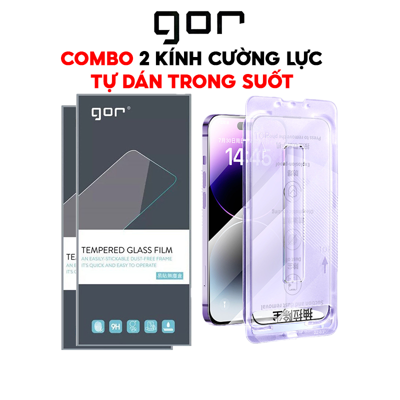 Kính Cường Lực Khung Tự Dán Full Màn Hình Chính Hãng GOR Cho Máy12-13-14 - >17Promax-FULL Box 2 Kính