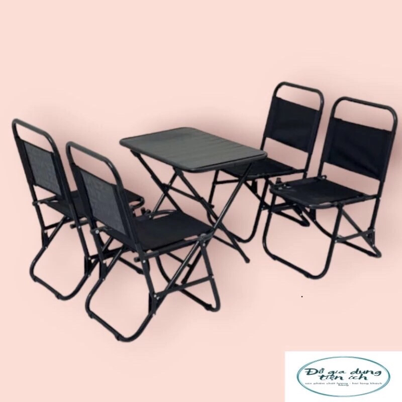 Bộ bàn ghế trà chanh , Bàn ghế vải dù sơn tĩnh điện cho quán Cafe ,  Dã ngoại gấp gọn ( BH 12 tháng )