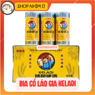 (4.7%vol) SỈ: 1 Thùng 12 Lon 1 Lít Bia Cổ Lão Gia Thủ Công  KELADI Nhãn Vàng