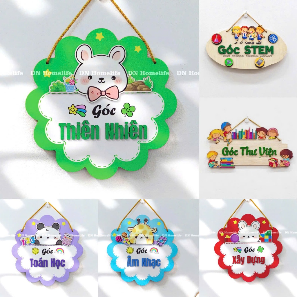 Bảng gỗ decor trang trí lớp học góc học tập, mầm non, nhà trường treo tường