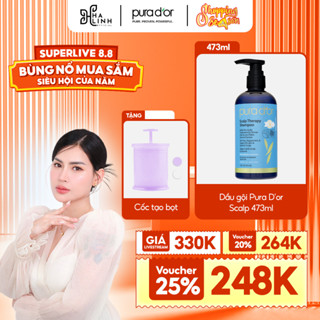 [Võ Hà Linh x Pura D'or] Dầu gội Pura D'or Scalp Therapy Giúp Dịu Da, Làm Sạch Tóc Và Dưỡng Ẩm 473ml + cốc tạo bọt