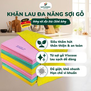 [Nội địa Đức] Khăn Lau Đa Năng MEIKO Sợi Gỗ Viscose, Siêu Thấm Hút, Dễ Giặt, Nhanh Khô, 38x38cm