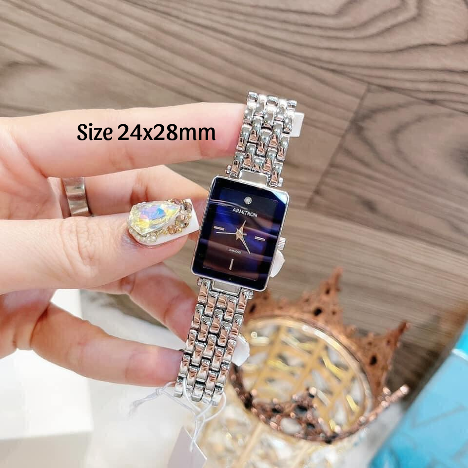 Đồng Hồ Nữ Armitron 75/5769BLSV Chính Hãng, Kích Thước 24x28mm, Dây Thép Không Gỉ, Bảo Hành 12 Tháng