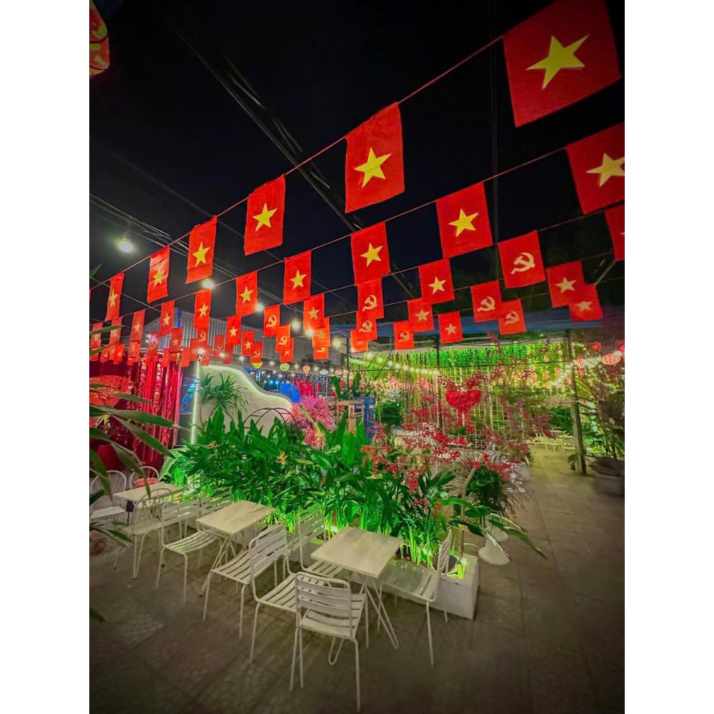 Cờ Dây Tổ Quốc & Cờ Đảng Búa Liềm – Dài 10m – Lá 20×28cm – In 2 Mặt –Vải Dày Chống Nắng Mưa BH 1 NĂM