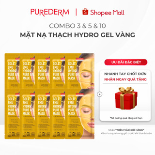 [COMBO] Mặt Nạ Thạch Hydro Gel Vàng Purederm Dầu Emu Dưỡng Ẩm, Phục Hồi & Nuôi Dưỡng Da 24g (3911)