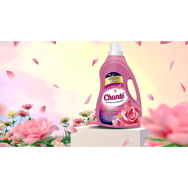 2 BÌNH- Nước giặt xả cao cấp Chante hương hoa hồng Pháp-3.1kg