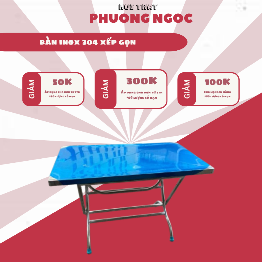 BÀN INOX GẤP GỌN ĂN CƠM ĂN TIỆC CHẤT LIỆU 304