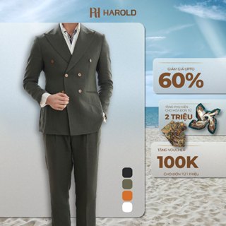Áo Blazer Nam Cao Cấp Harold Havana Linen Double - Áo Vest Thiết Kế Sang Trọng, Vải Thoáng Mát, Chống Nhăn