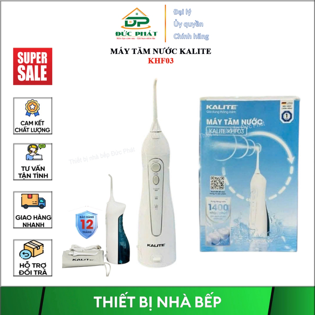 Máy Tăm Nước Kalite KHF03 – Làm Sạch Răng, Đánh Bay Mảng Bám, Chống Viêm Nướu, Bảo hành 12 tháng