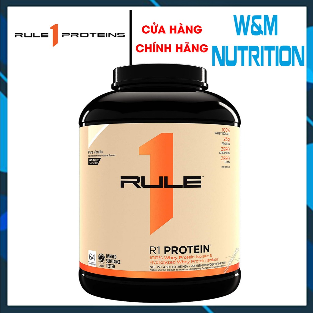 SỮA TĂNG CƠ RULE 1 PROTEIN 5LBS PURE VANILLA - Whey Protein ISOLATE & HYDROLYZED WHEY