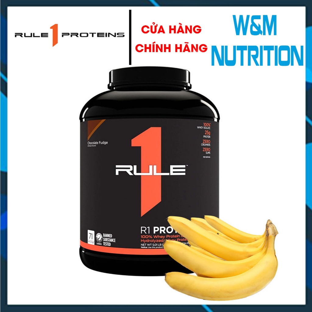 SỮA TĂNG CƠ RULE 1 PROTEIN 5LBS FROZEN BANANA - Whey Protein ISOLATE & HYDROLYZED WHEY