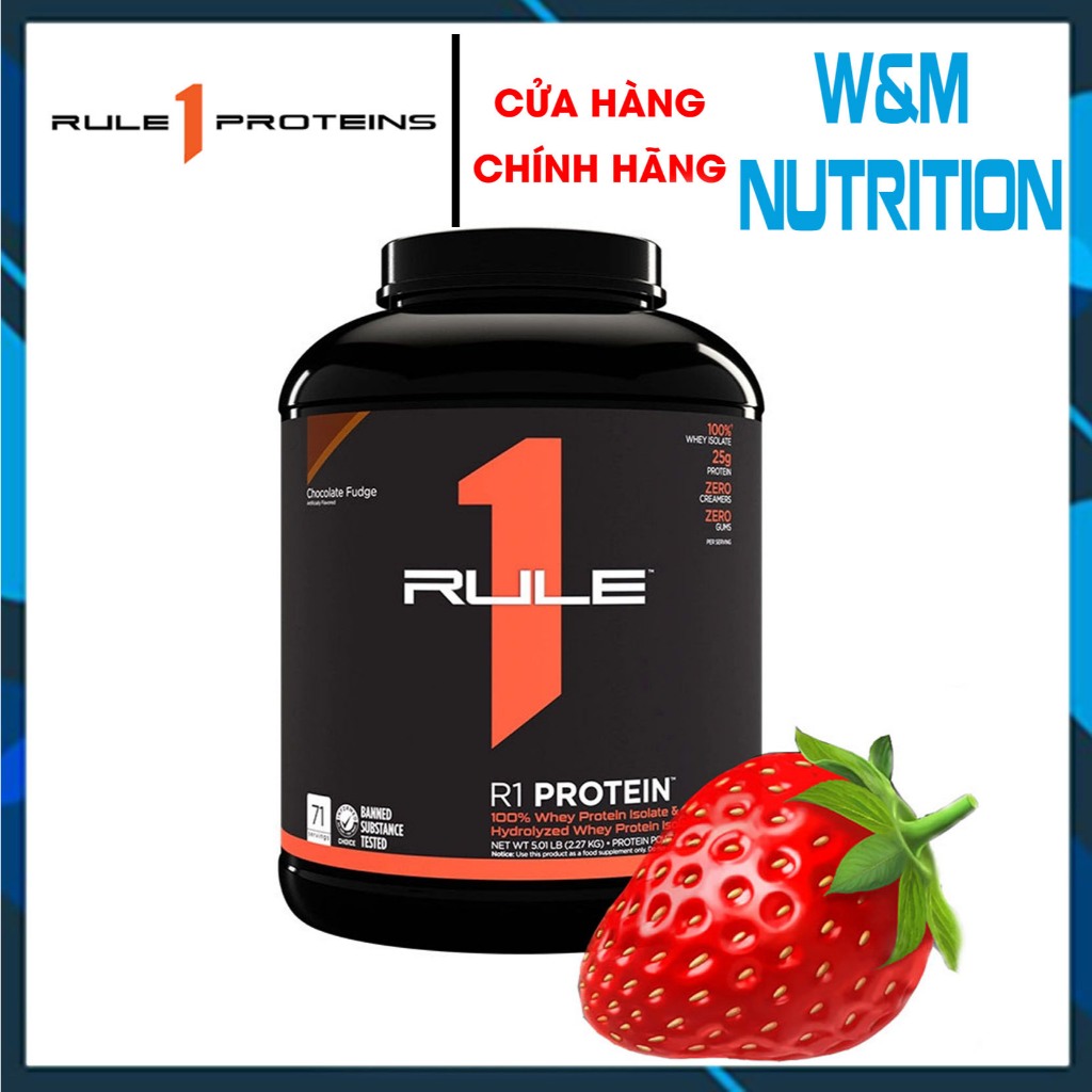SỮA TĂNG CƠ RULE 1 PROTEIN 5LBS STRAWBERRY - Whey Protein ISOLATE & HYDROLYZED WHEY