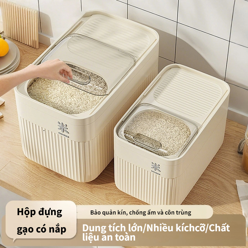 Thùng Đựng Gạo Có Nắp Chống Côn Trùng, Chống Ẩm, Hộp Đựng Gạo, Đựng Ngũ Cốc, (kèm ca đong)