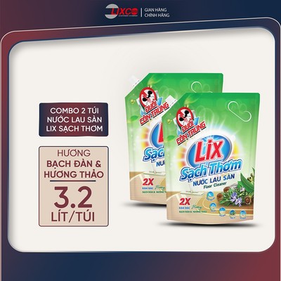 Combo 2 túi nước lau sàn Lix sạch thơm hương bạch đàn và hương thảo cho nền nhà sạch thơm sáng bóng 6,4L 2C-18103