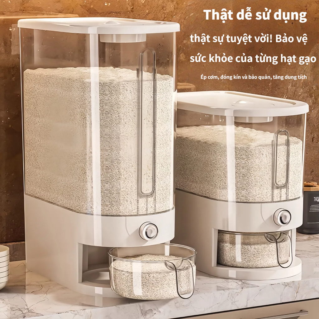Thùng Đựng Gạo Tiện Lợi Cao Cấp Chống Ẩm Mốc Lấy Gạo Tự Động Ngăn Côn Trùng 5kg-10kg