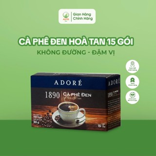  Cà Phê Đen Hoà Tan Hộp Nhỏ Nguyên Chất ADORÉ 1890 Không Đường Đậm Vị Giúp Tỉnh Táo Hộp 30gr  2gr x 15 gói  