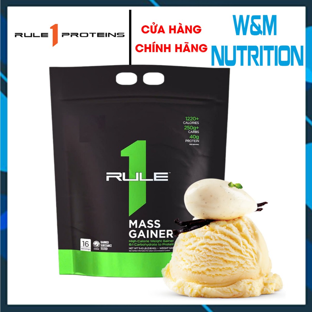 Rule 1 Mass Gainer 12lbs VANILLA CREAM – Tăng Cân, Tăng Cơ, Hỗ Trợ Tập Luyện Cường Độ Cao