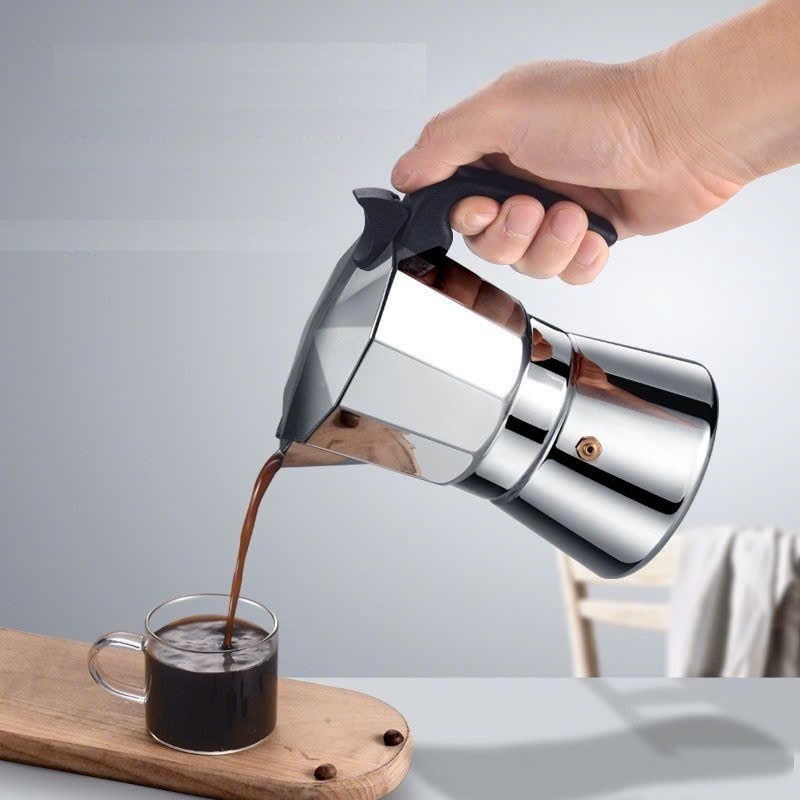 Ấm pha caffe Moka Pot kiểu Ý . CAO CẤP .