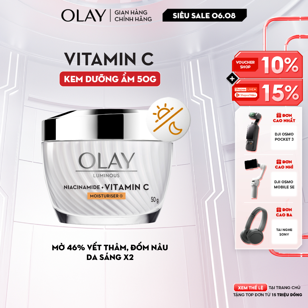 Kem Dưỡng Ẩm OLAY LUMINOUS NIACINAMIDE + VITAMIN C 50G Mờ Vết Thâm, Đốm Nâu, Dưỡng Sáng Da
