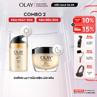 COMBO 2 Kem Dưỡng Ngày & Đêm Phục Hồi & Ngăn 7 Dấu Hiệu Lão Hóa OLAY TOTAL EFFECTS 50G X2