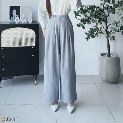 Quần Ống Rộng 𝐂𝐂𝐇𝐀𝐓 Dáng Suông Kiểu Laconi Chất Liệu Tuytsi Cao Cấp 15QDS2056ST