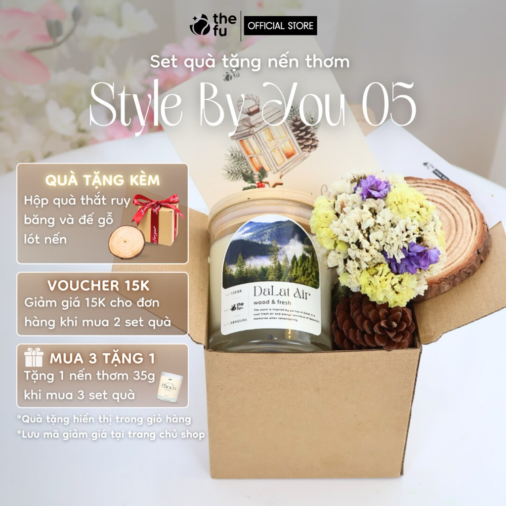  Nến thơm thư giãn Thefu Cao Cấp Quà Tặng Sinh Nhật Mùi Dalat Air Hương Thơm Sang Trọng Tinh Tế 120G 