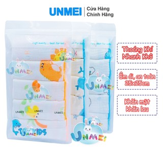 Set 5 Khăn Sữa, Khăn Xô Sữa Muslin TOP KIDS 4 lớp thấm hút,mềm mại dành cho sơ sinh (size 25x25cm)- tại UNMEI OFFICIAL