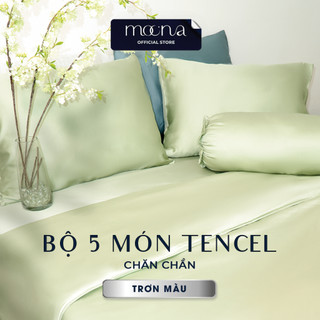  Bộ 5 món CHĂN CHẦN Tencel 60s Moona Bedding trơn màu Set chăn ga drap giường nệm chần bông lụa 