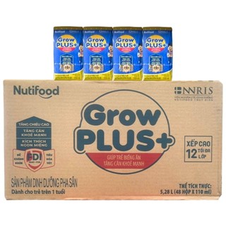  Thùng Sữa Bột Pha Sẵn NUTI GROW PLUS XANH 48 Hộp 110ml 